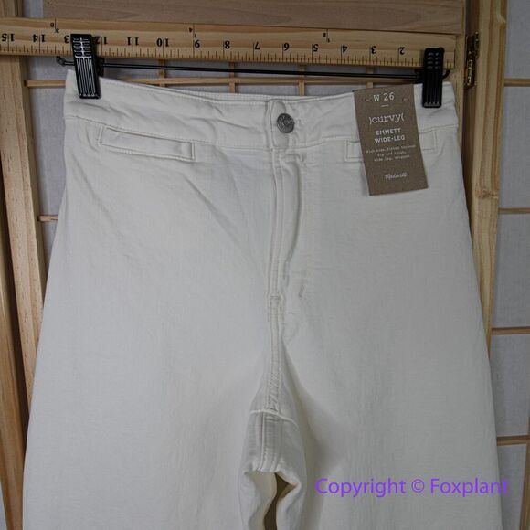 New! Madewell The Curvy Emmett Wide-Leg‎ Jean in Tile White, size 26 - Picture 5 of 16